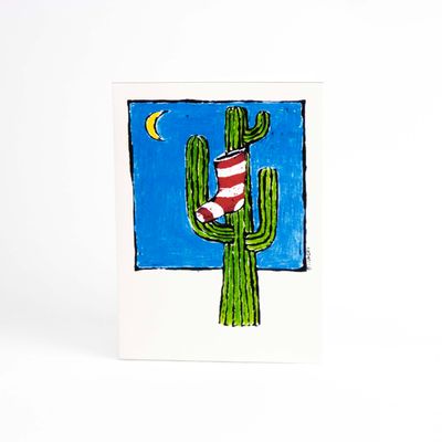 Cactus with Stocking, holiday card DHOJ036