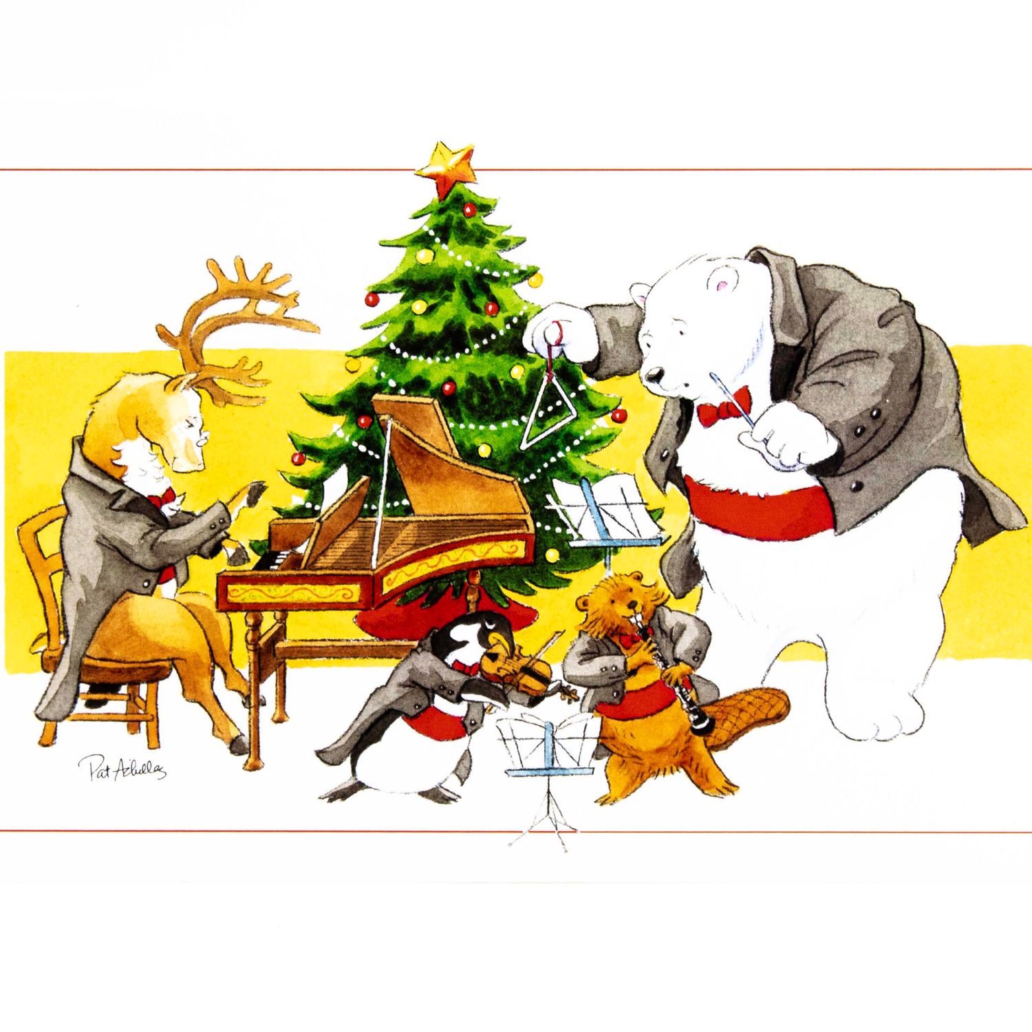 Animal Orchestra with Tree, holiday card ACHP141