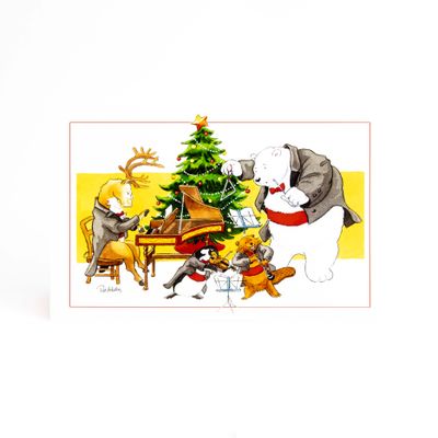 Animal Orchestra with Tree, holiday card ACHP141