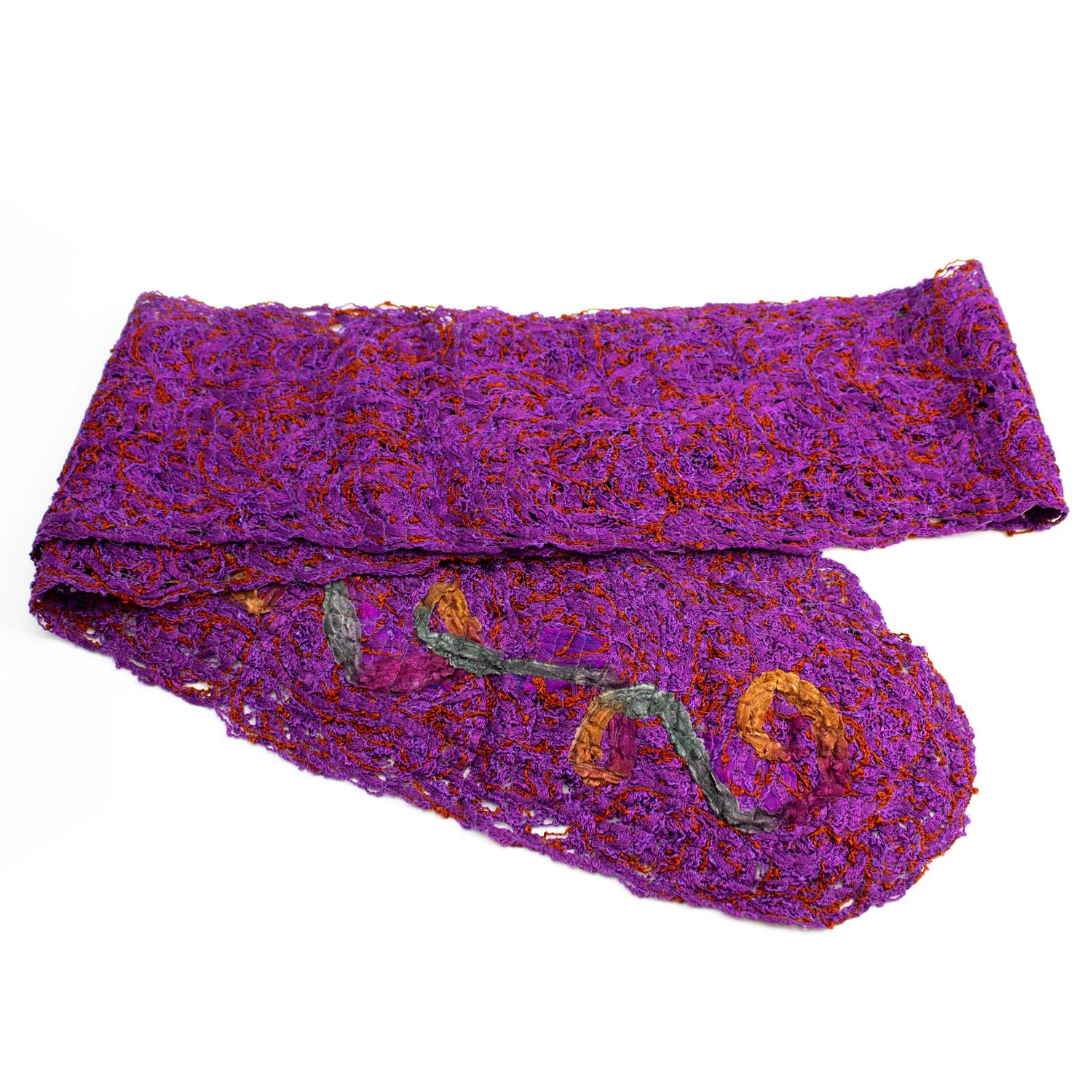 Magenta with Red Multi Fiber Web, scarf PRED112