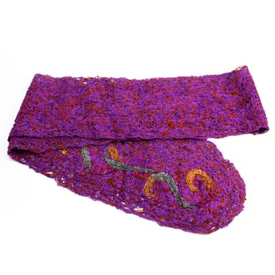 Magenta with Red Multi Fiber Web, scarf PRED112