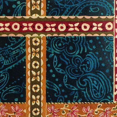 Teal Paisley with Cross Stripe, card FOWB118