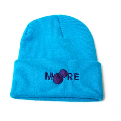 Navy Logo Neon Blue Knit Hat