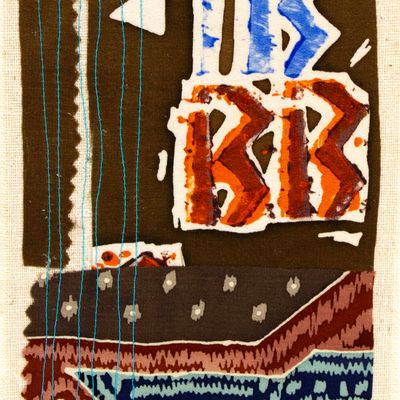 Geometric Mix, textile collage card HIRC283