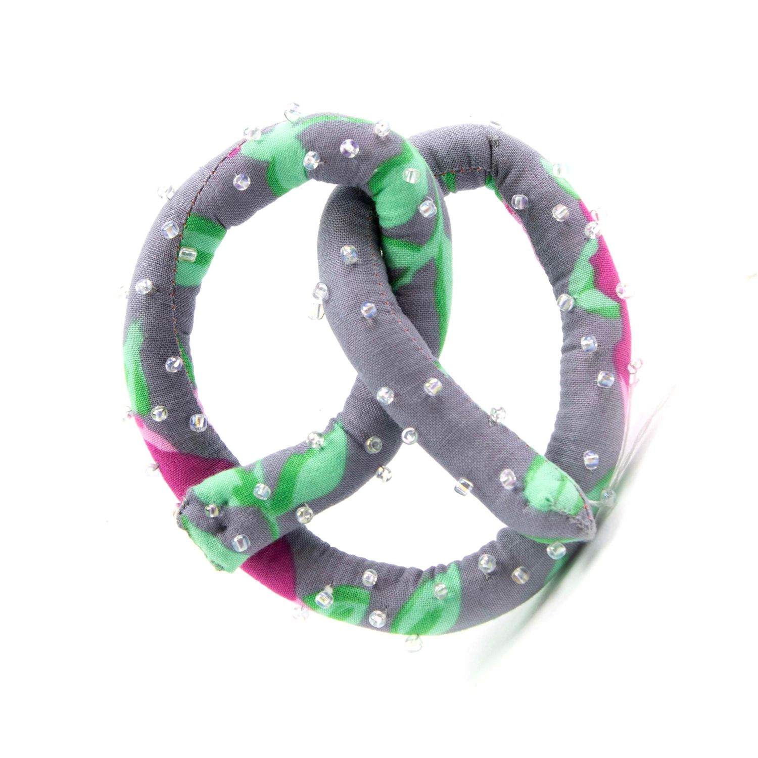 Grey and Pink, soft sculpture pretzel HIRC294