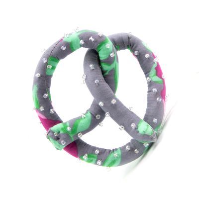 Grey and Pink, soft sculpture pretzel HIRC294