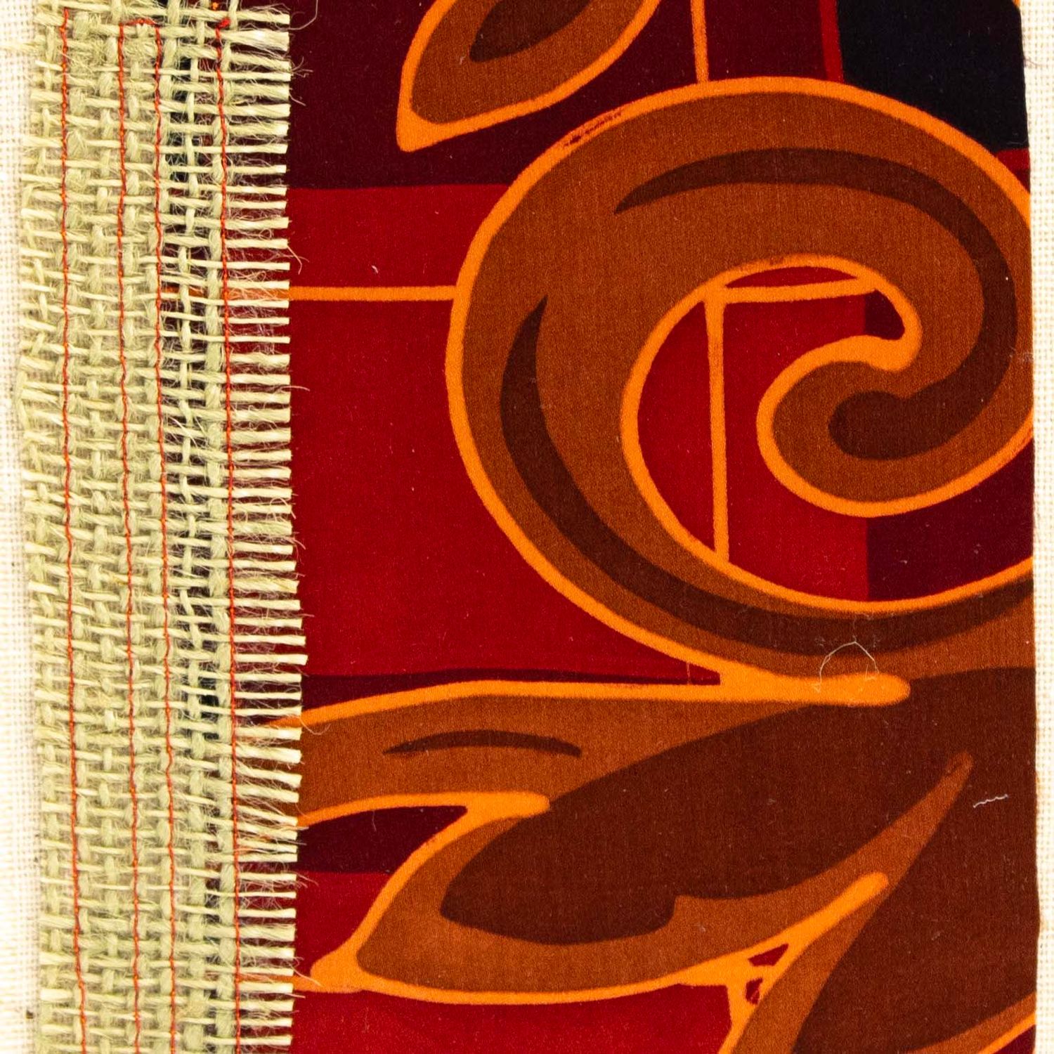 Silk Patterns: Red &amp; Orange, textile collage card HIRC264
