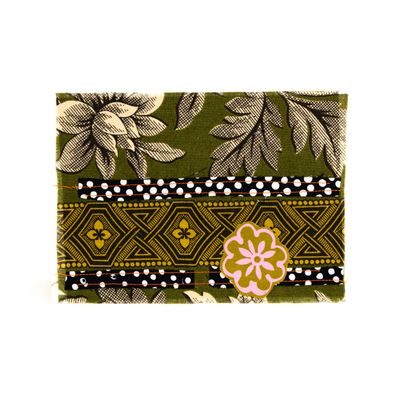 Golden Band with Olive, textile collage card HIRC285