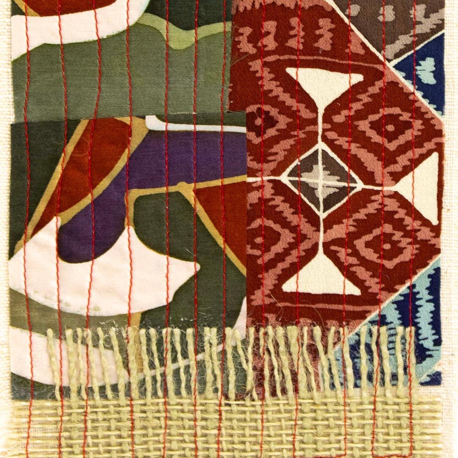 Silk Patterns: Autunmal Quilt, textile collage card HIRC278