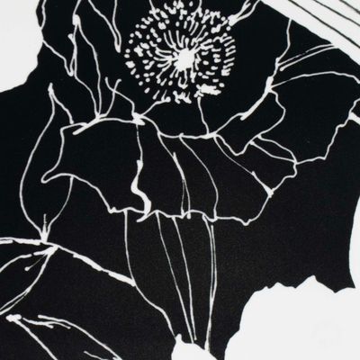 Black and White Line Drawn Flowers, card FOWB148