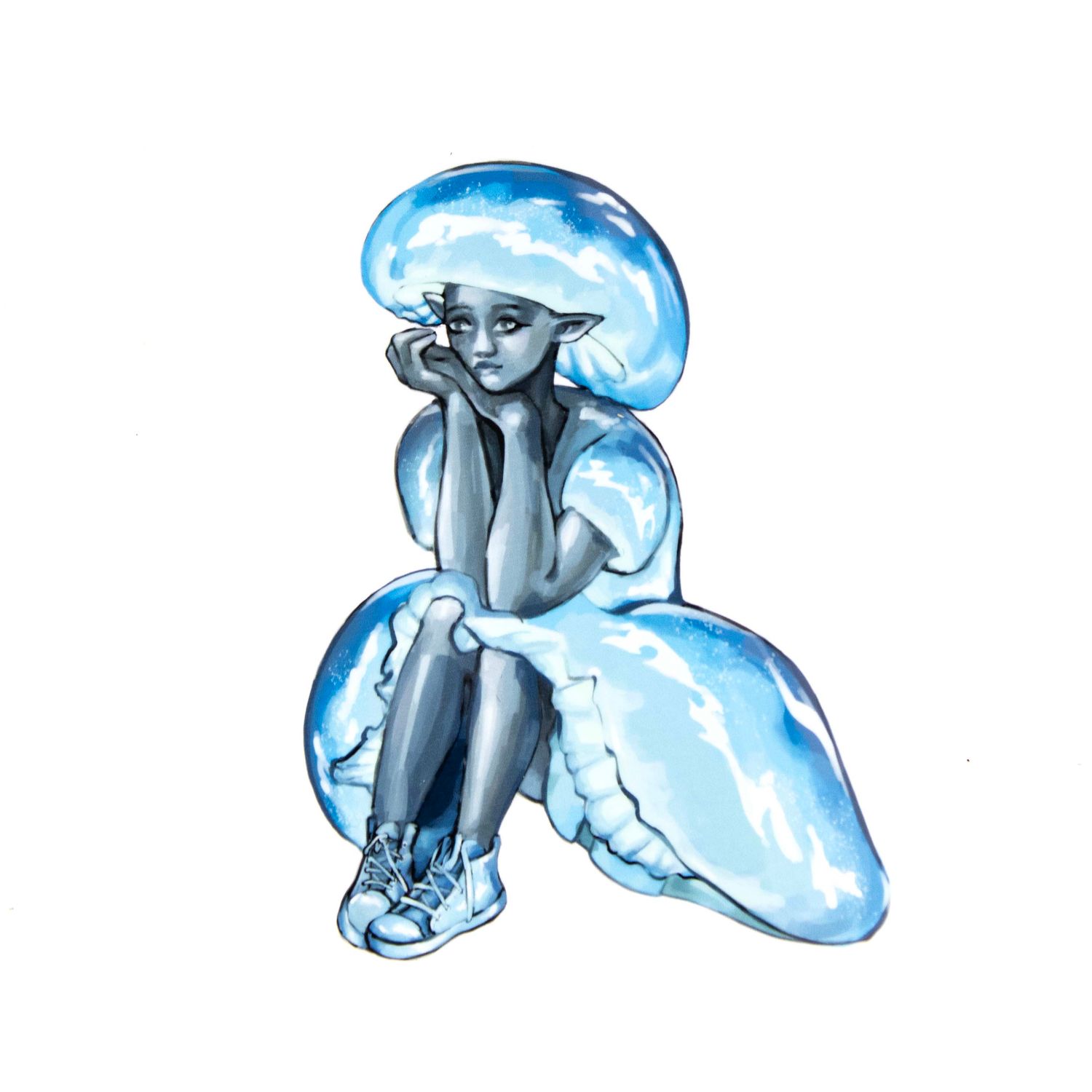 Blue Mushroom Girl, sticker BOWE50