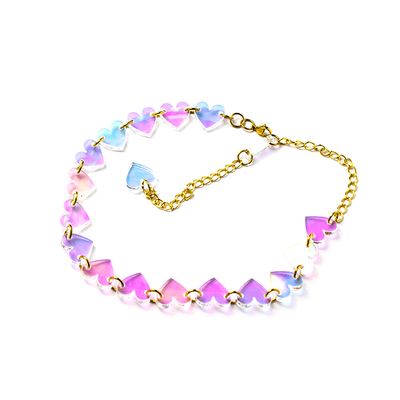 Heart Charm Choker in Iridescent &amp; Gold, necklace MORC008