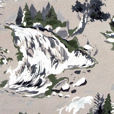 Grey Landscape: Waterfall, card FOWB174