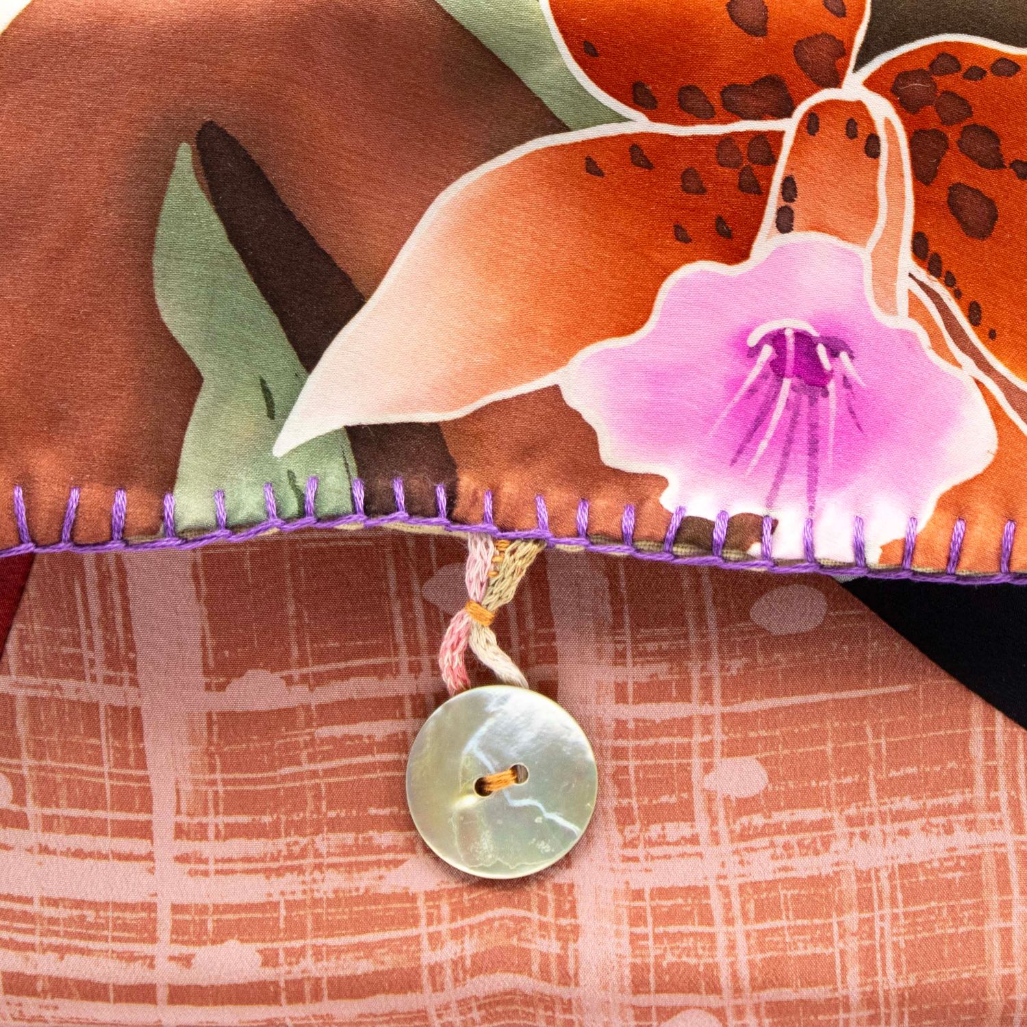 Orchid, silk clutch purse HIRC351