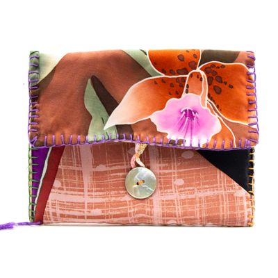 Orchid, silk clutch purse HIRC351