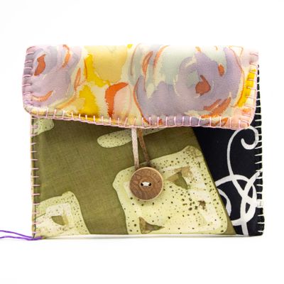 Watercolor Flowers, silk clutch purse HIRC350