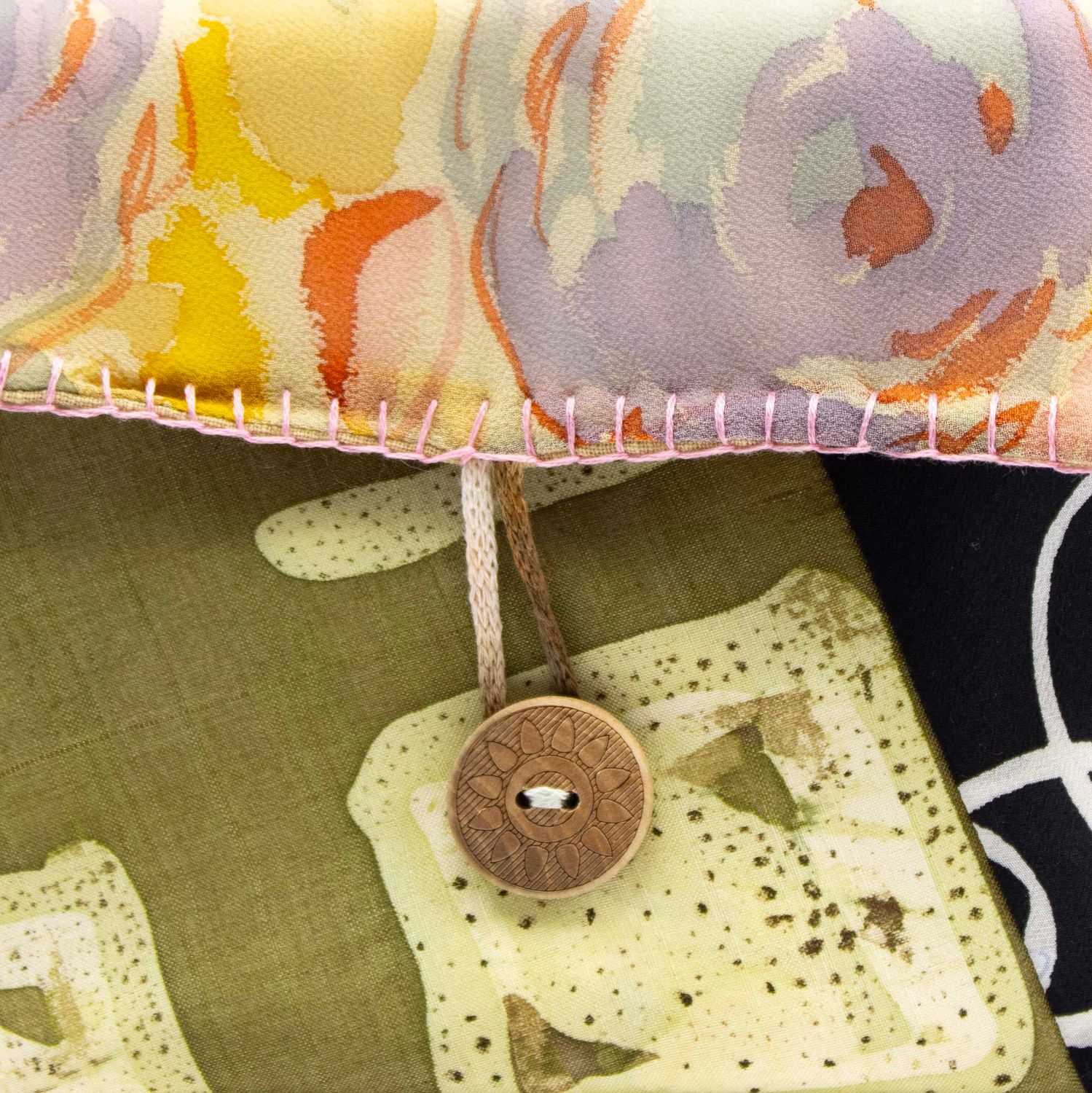 Watercolor Flowers, silk clutch purse HIRC350