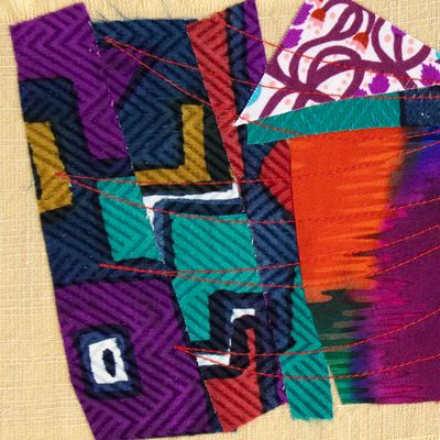 Jewel Geometry, textile collage card HIRC327