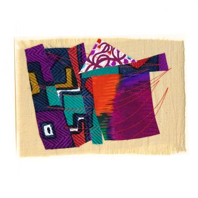 Jewel Geometry, textile collage card HIRC327
