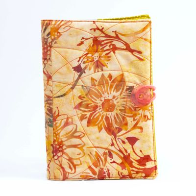 Orange Flowers, quilt covered journal HIRC336