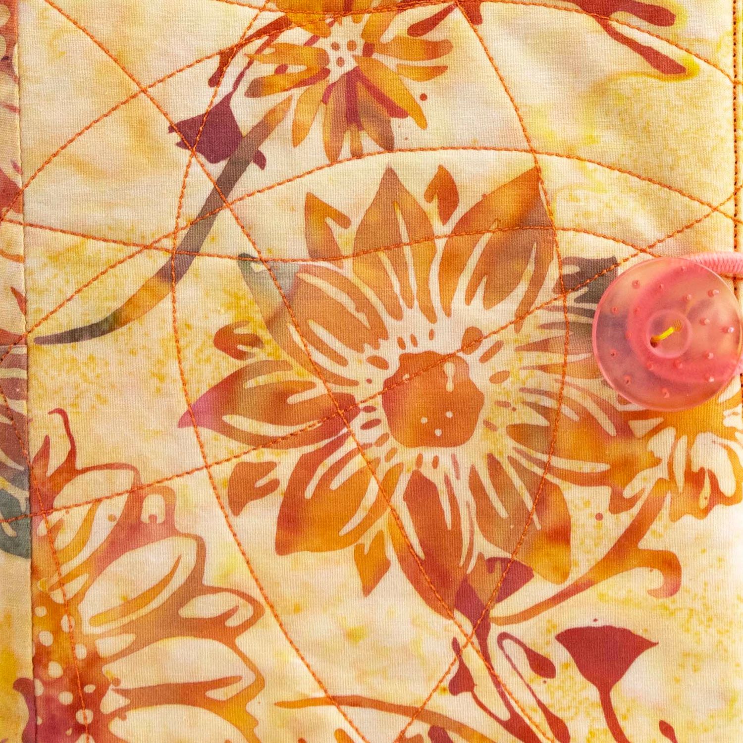 Orange Flowers, quilt covered journal HIRC336