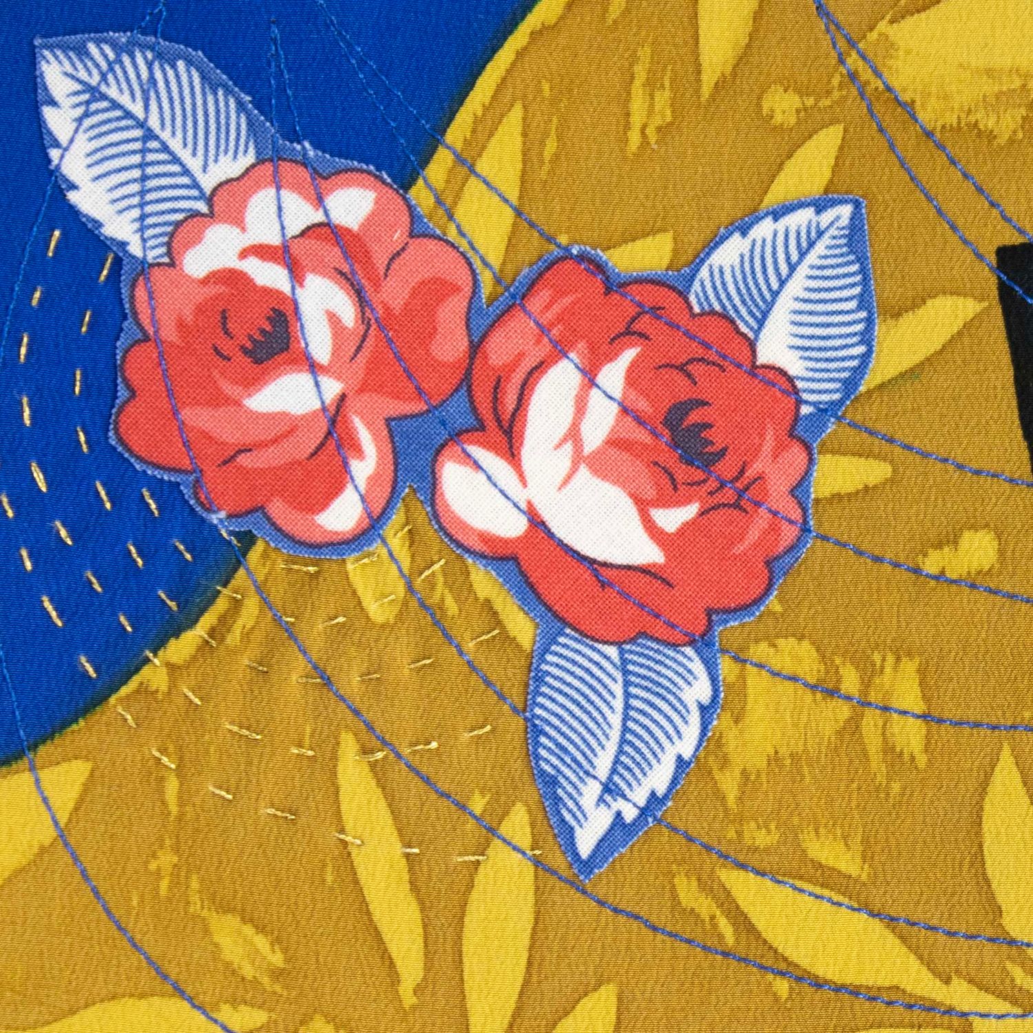 Red Roses, textile collage card HIRC331