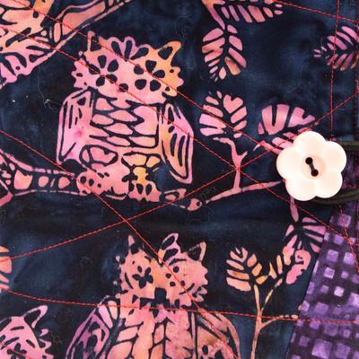 Pink and Navy Owls, quilt covered journal HIRC338