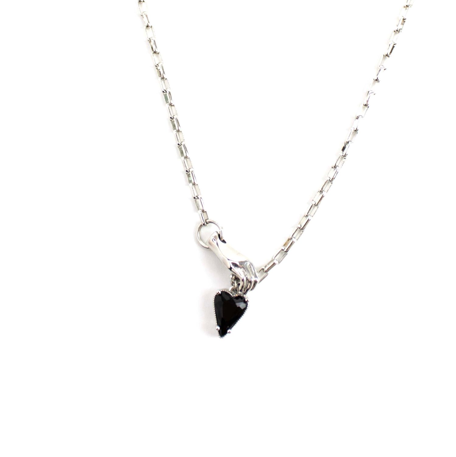 Heart in My Hand in Silver &amp; Black, necklace MORC021