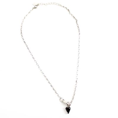 Heart in My Hand in Silver &amp; Black, necklace MORC021