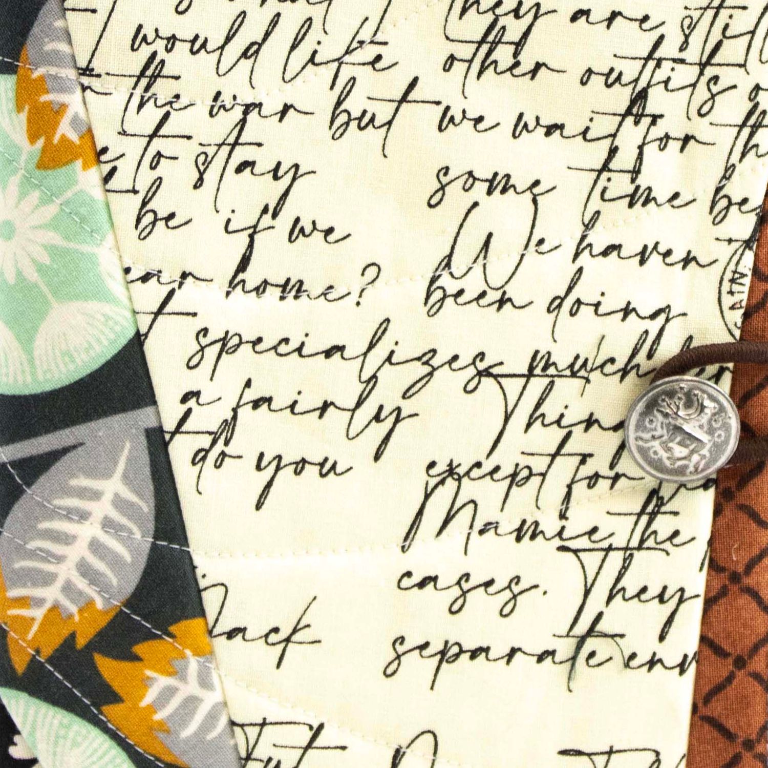 Written Cover with Flowers, quilt covered journal HIRC297