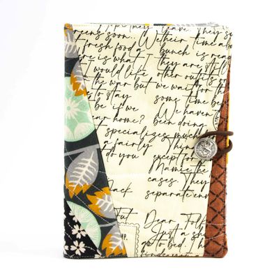 Written Cover with Flowers, quilt covered journal HIRC297