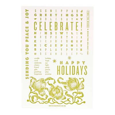 Celebrate Holidays, word search card RAER77