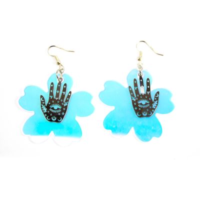 Hamsa over Flower, earrings LAPR677