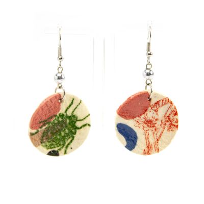 Insects in Rounds, ceramic earrings LAPR672