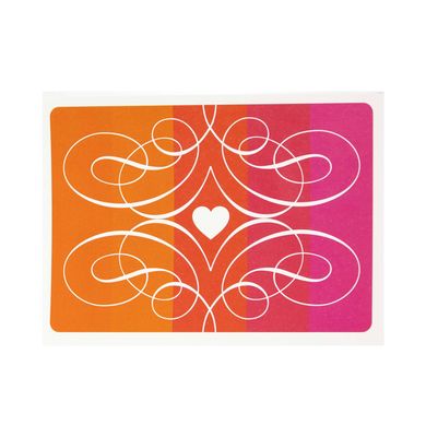 White Heart with Orange/Pink Ombre, card LARD002