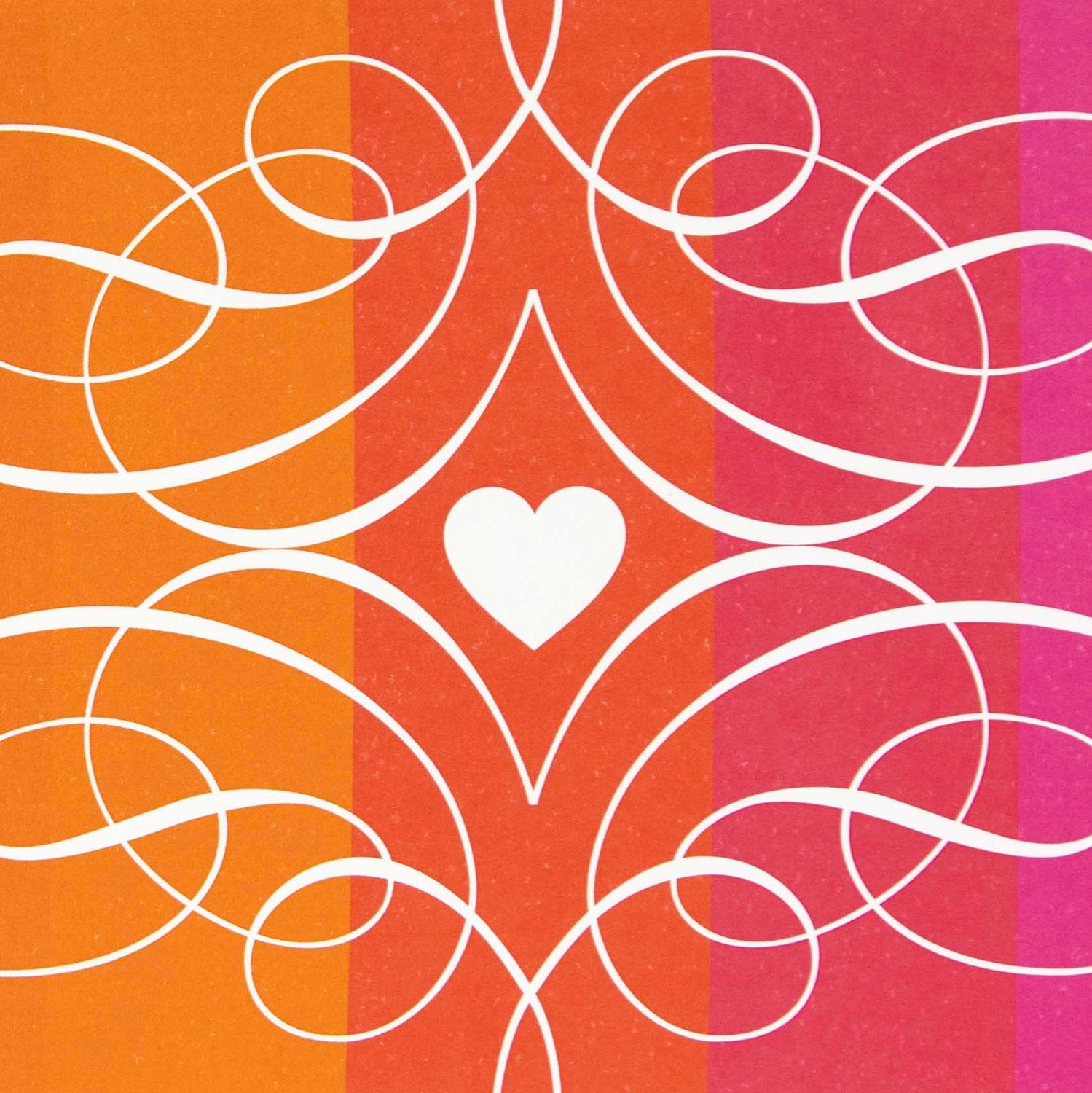 White Heart with Orange/Pink Ombre, card LARD002