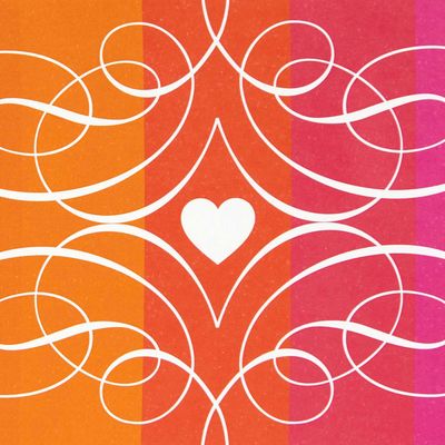 White Heart with Orange/Pink Ombre, card LARD002