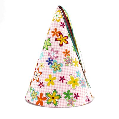 Pink Gingham, medium party hat BOHJ182