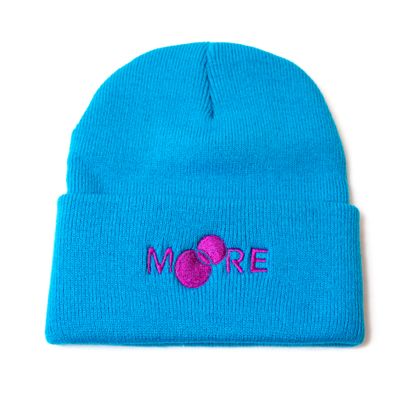 Pink Logo Neon Blue Knit Hat