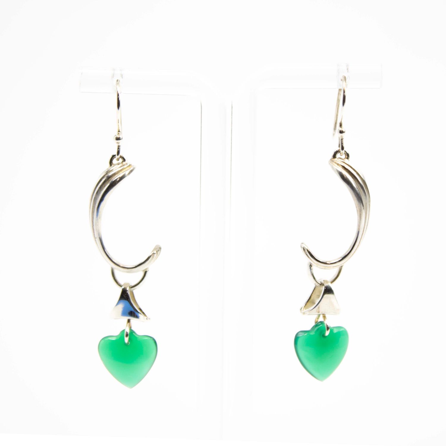Crescent Heart with Green Onyx, earrings BRYH678