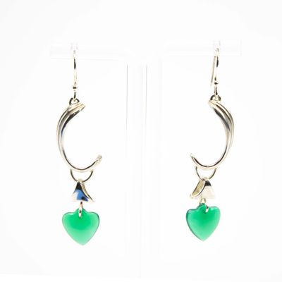 Crescent Heart with Green Onyx, earrings BRYH678
