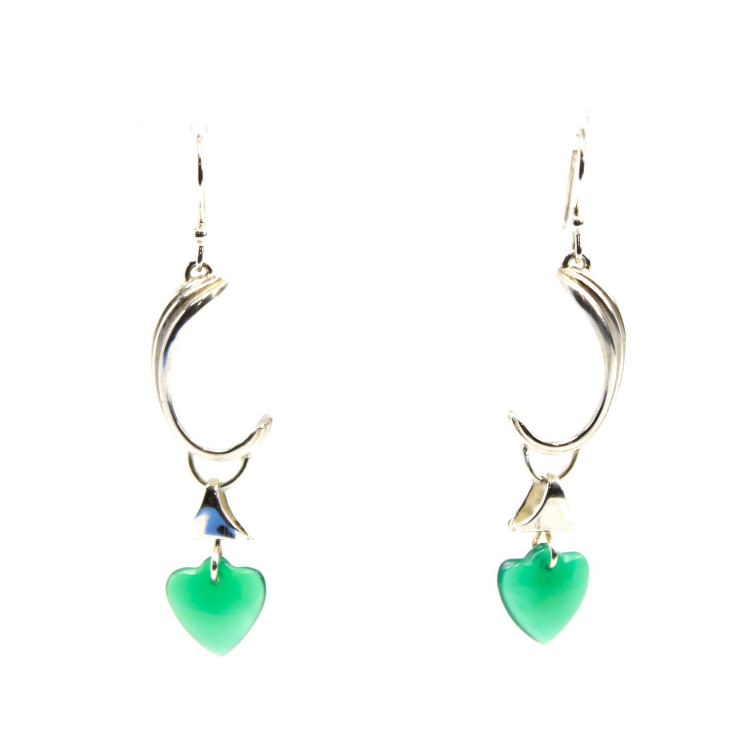 Crescent Heart with Green Onyx, earrings BRYH678
