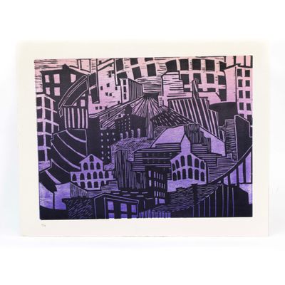The Way Things Are The Way They Were (purple), block print IMPL154