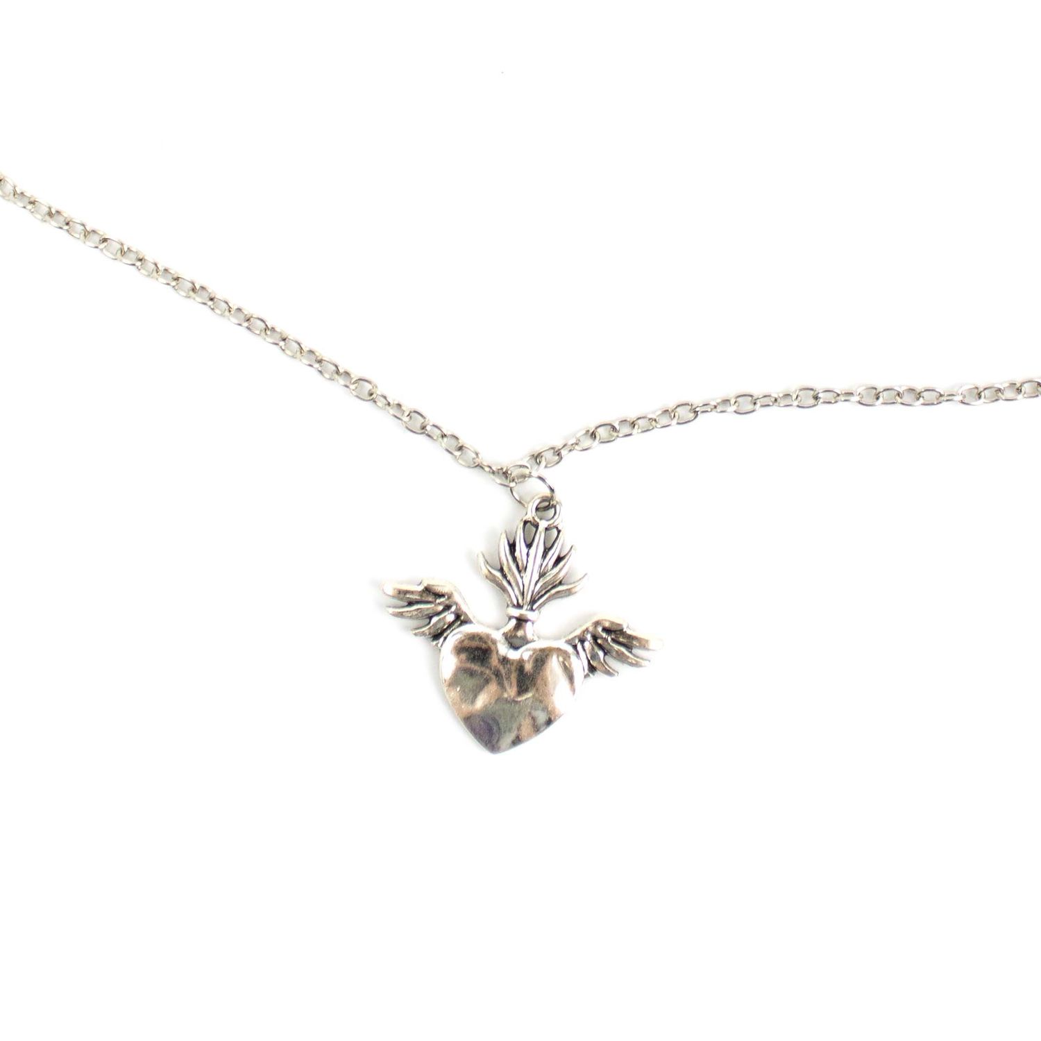 Silver Angel Wing Heart, necklace RILM119
