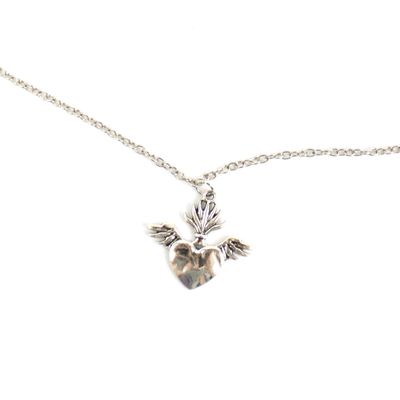 Silver Angel Wing Heart, necklace RILM119