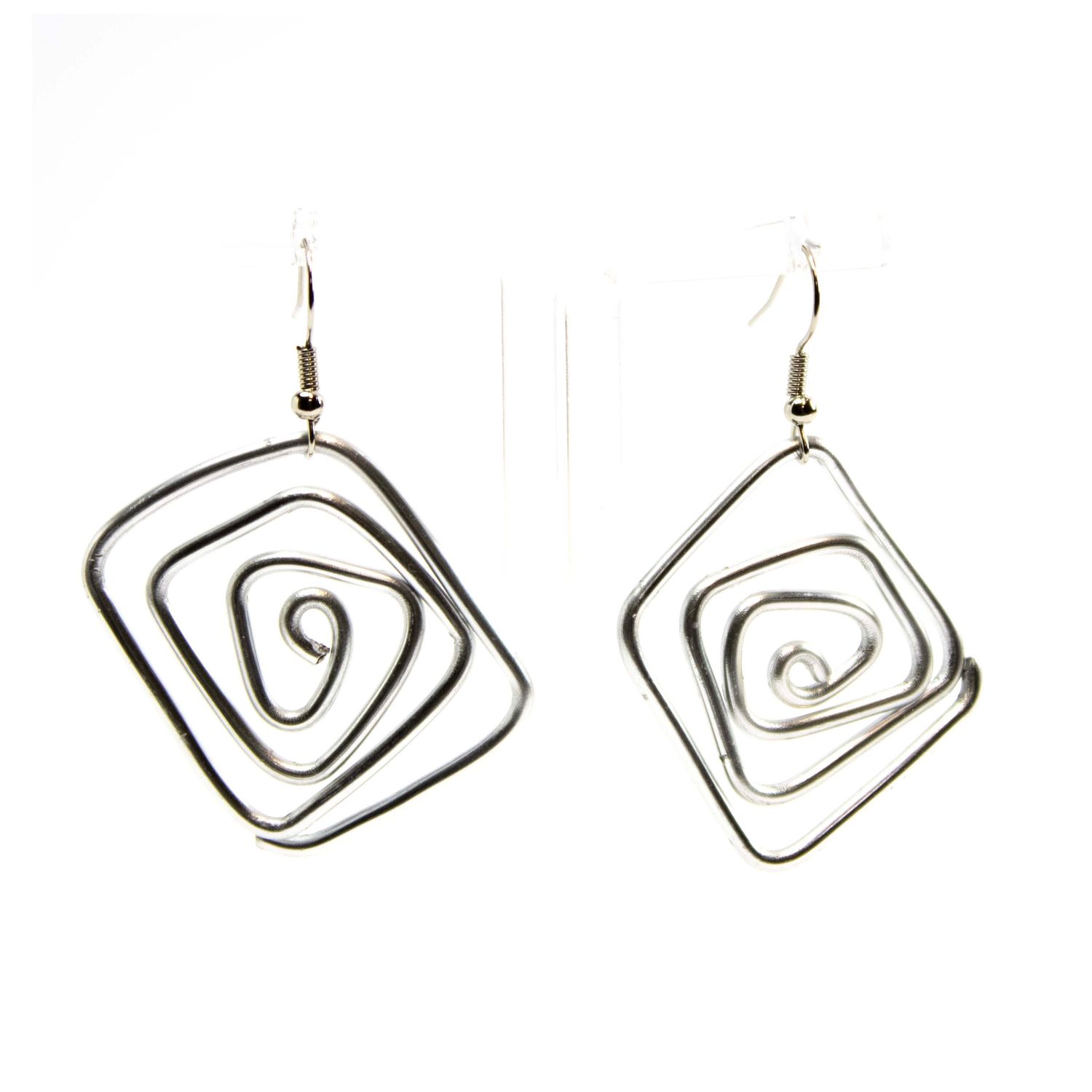 Large Square, metal earrings WOOD40