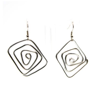 Large Square, metal earrings WOOD40