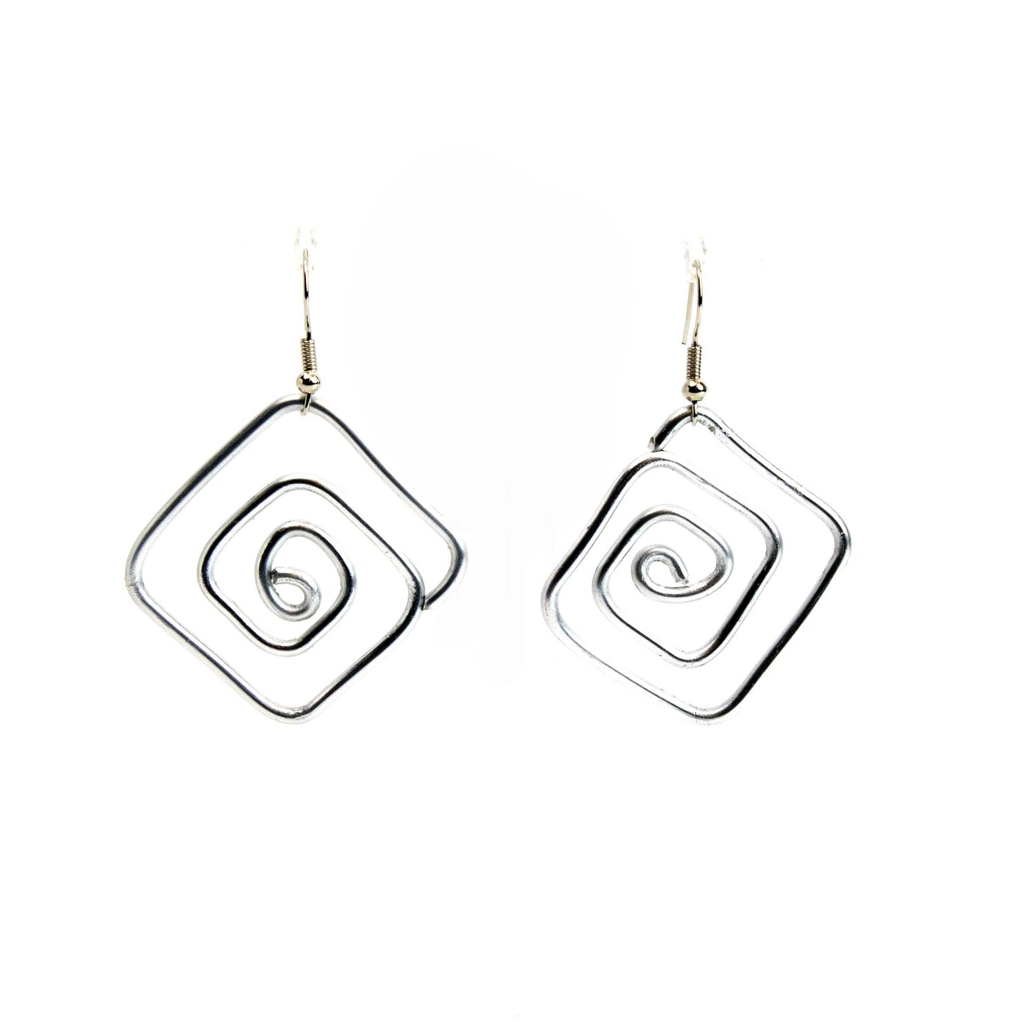 Large Square, metal earrings WOOD40