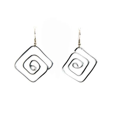 Large Square, metal earrings WOOD40