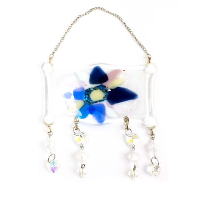 Blue Flower, glass suncatcher LAPR690